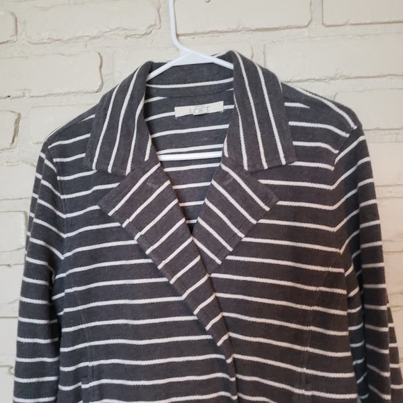 LOFT Ann Taylor Striped Snap Button Jacket Blazer - Picture 4 of 16